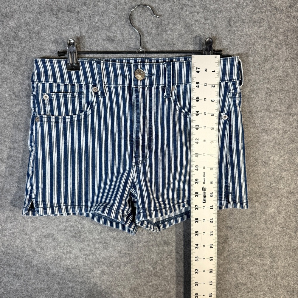 American Eagle Outfitters Blue White Stripe Hi Rise Shortie Shorts‎ Women Size 6 - Picture 10 of 10